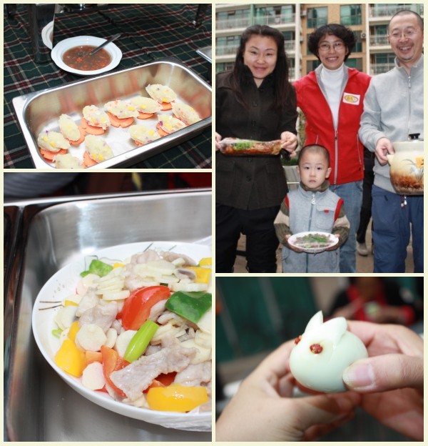 华夏中青社区服务公司董事黄海红女士（中）与美食家庭合影